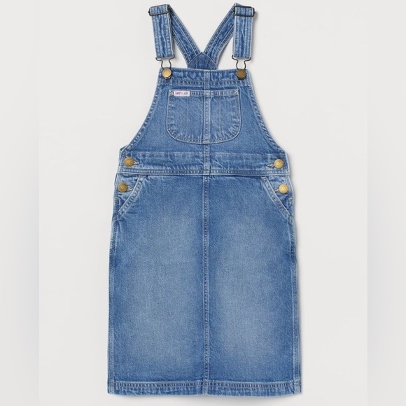 LEE X H&M Girls Denim Blue Overall Dress - Picture 1 of 7